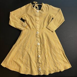 Ricrac & Ruffles Goldenrod Striped Twirl Dress Girls Size 6